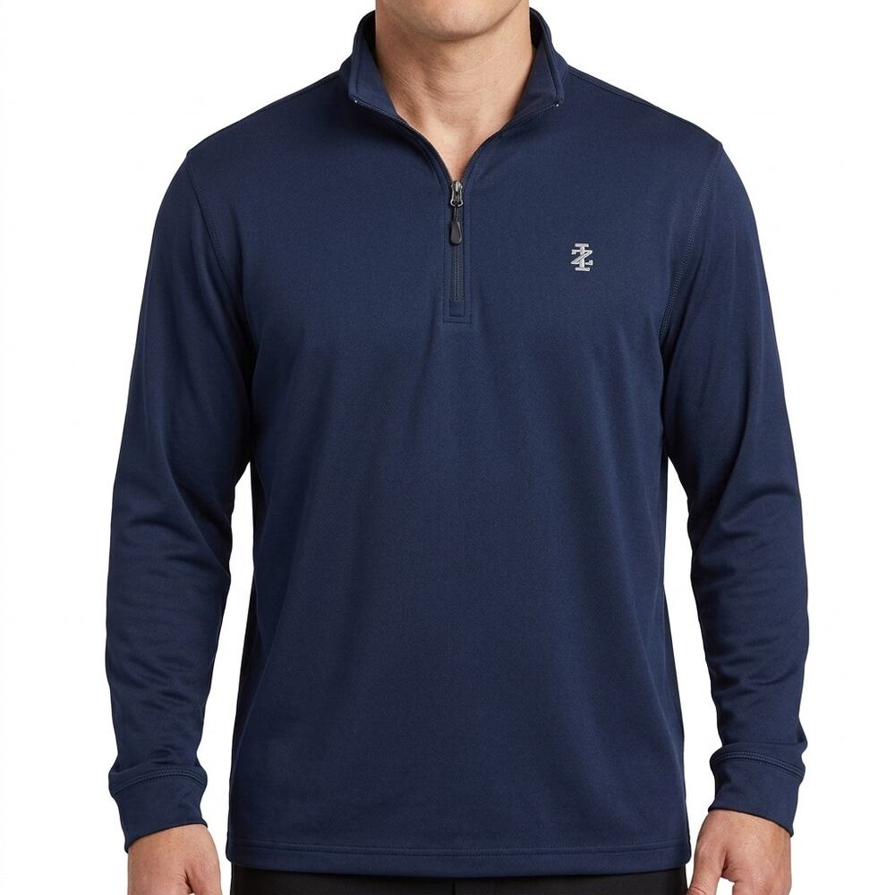 Izod Golf Navy Blue Quarter Zip Lightweight Long Sleeve Pullover Size L Men's